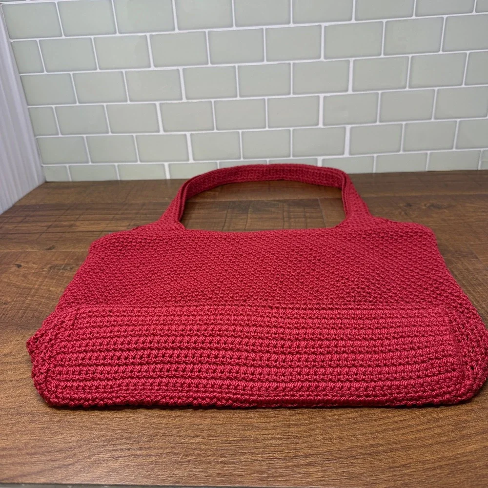 The Sak Cherry Red Crochet Fabiana Shoulder Bag Y2K Aesthetic
